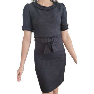 Ecaille Paris Navy Tweed Fitted Dress