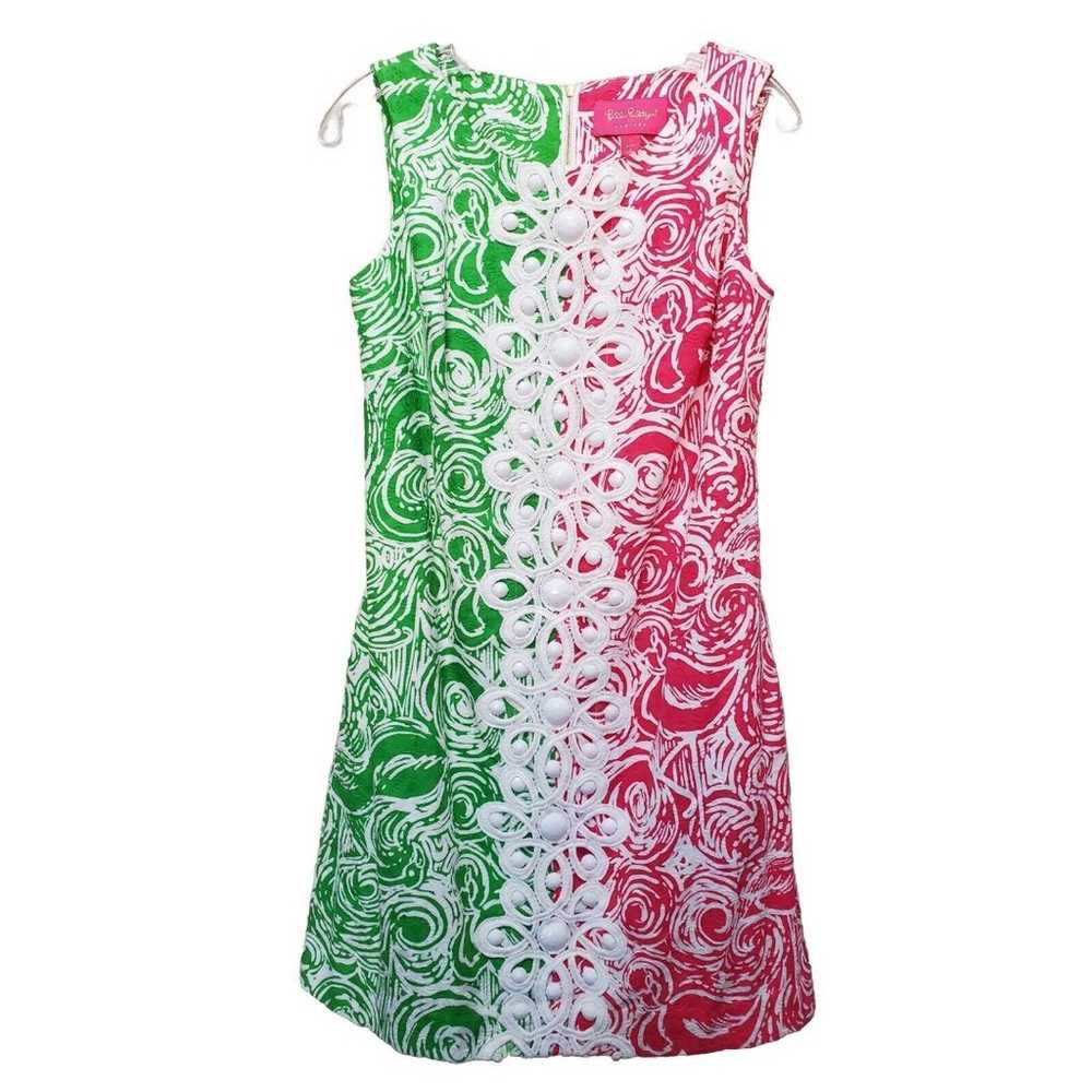 Lilly Pulitzer Pink Green Embellished Sleeveless … - image 1