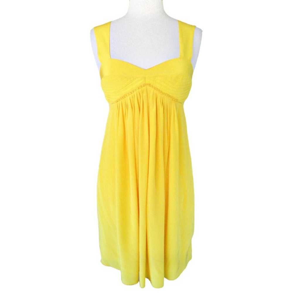 BLACK HALO Yellow Silk Babydoll Mini Dress Size s… - image 1