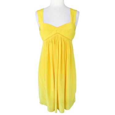 BLACK HALO Yellow Silk Babydoll Mini Dress Size s… - image 1