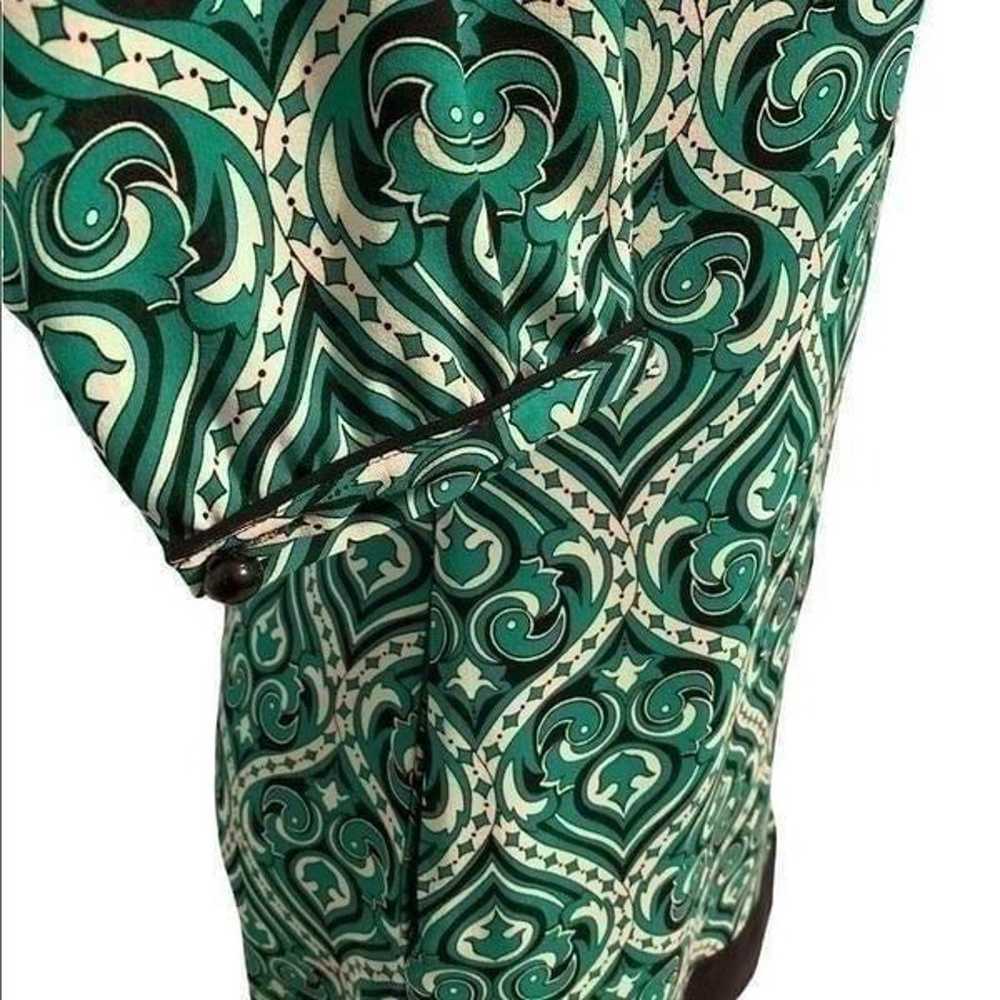 Shoshanna Green Print silk  Shift Dress| Size 6 - image 6