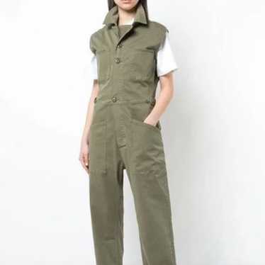 FRAME Olive Green Denim Jumpsuit