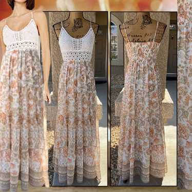 Flying Tomato Crochet Top Floral Print Maxi Dress… - image 1