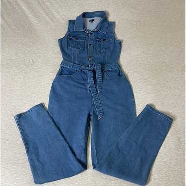 Tox K3 Stretch Denim Button Up Belted Jumpsuit - image 1