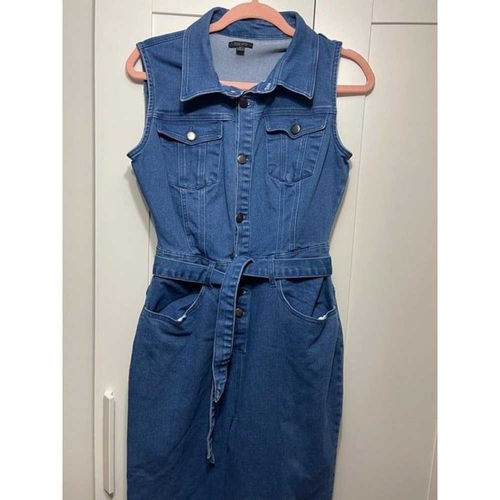 Tox K3 Stretch Denim Button Up Belted Jumpsuit - image 4