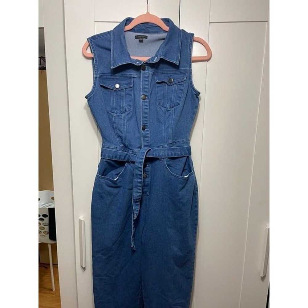 Tox K3 Stretch Denim Button Up Belted Jumpsuit - image 6