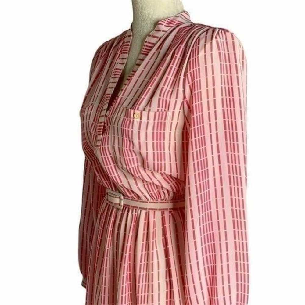 Vintage 80s Shirt Dress S Pink Striped - image 3