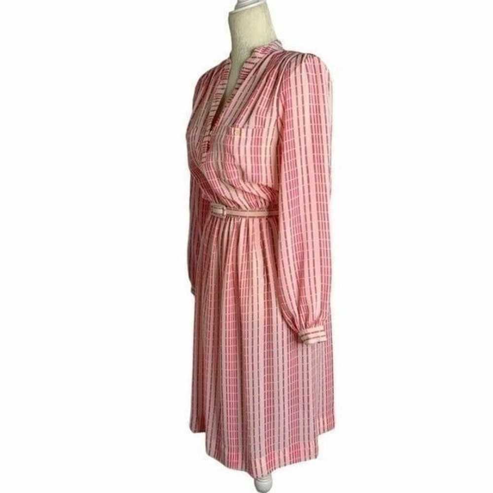 Vintage 80s Shirt Dress S Pink Striped - image 4