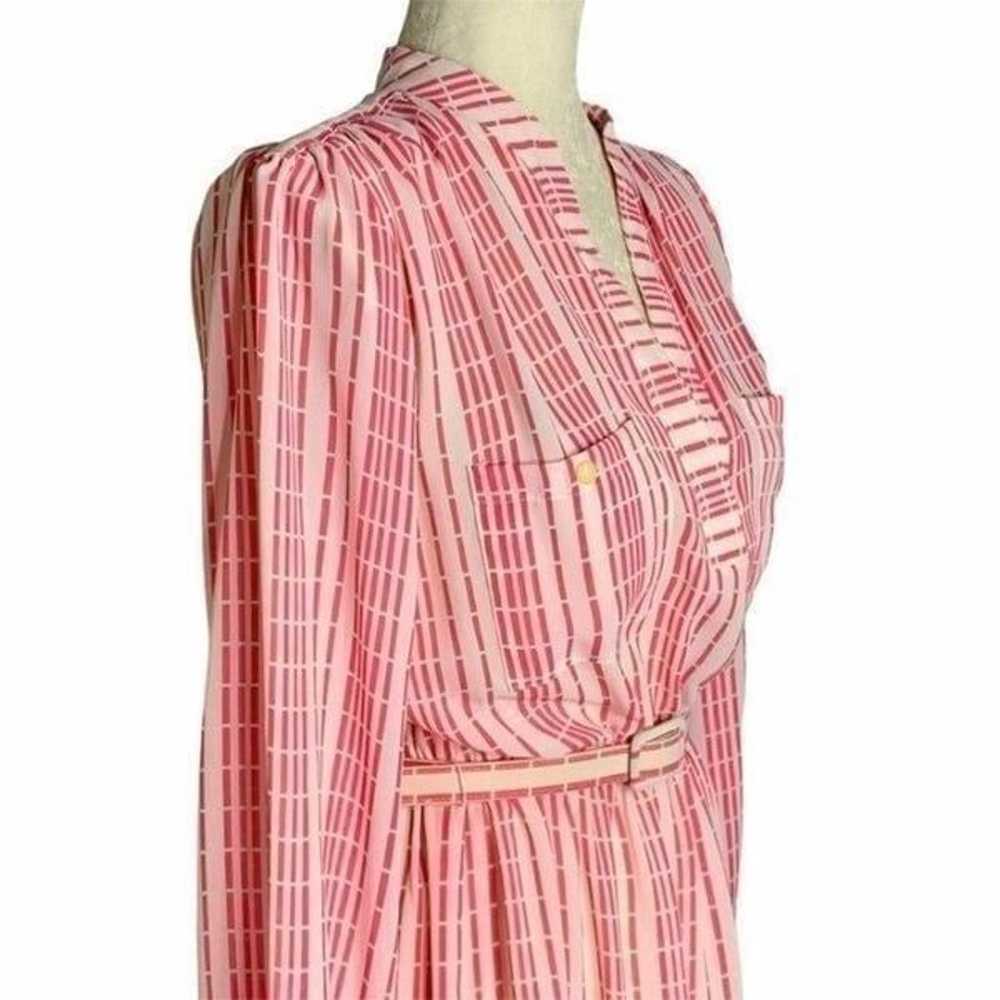 Vintage 80s Shirt Dress S Pink Striped - image 5