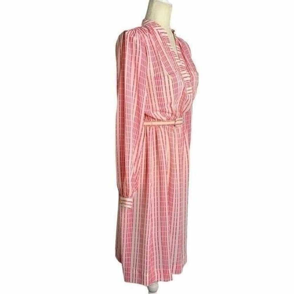 Vintage 80s Shirt Dress S Pink Striped - image 6