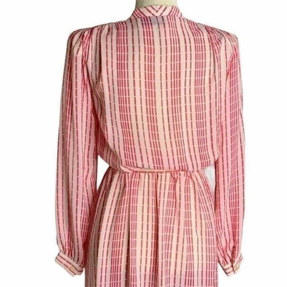 Vintage 80s Shirt Dress S Pink Striped - image 7