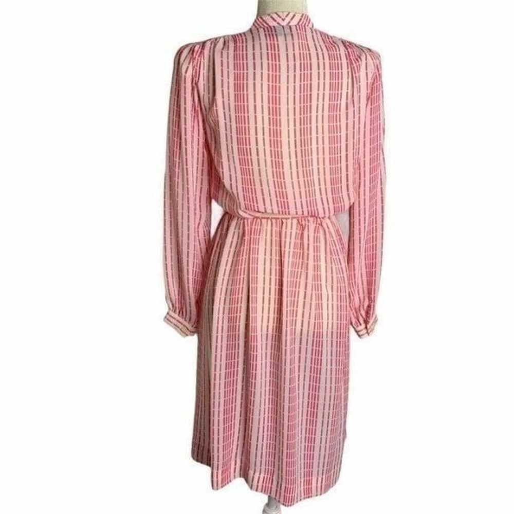 Vintage 80s Shirt Dress S Pink Striped - image 8