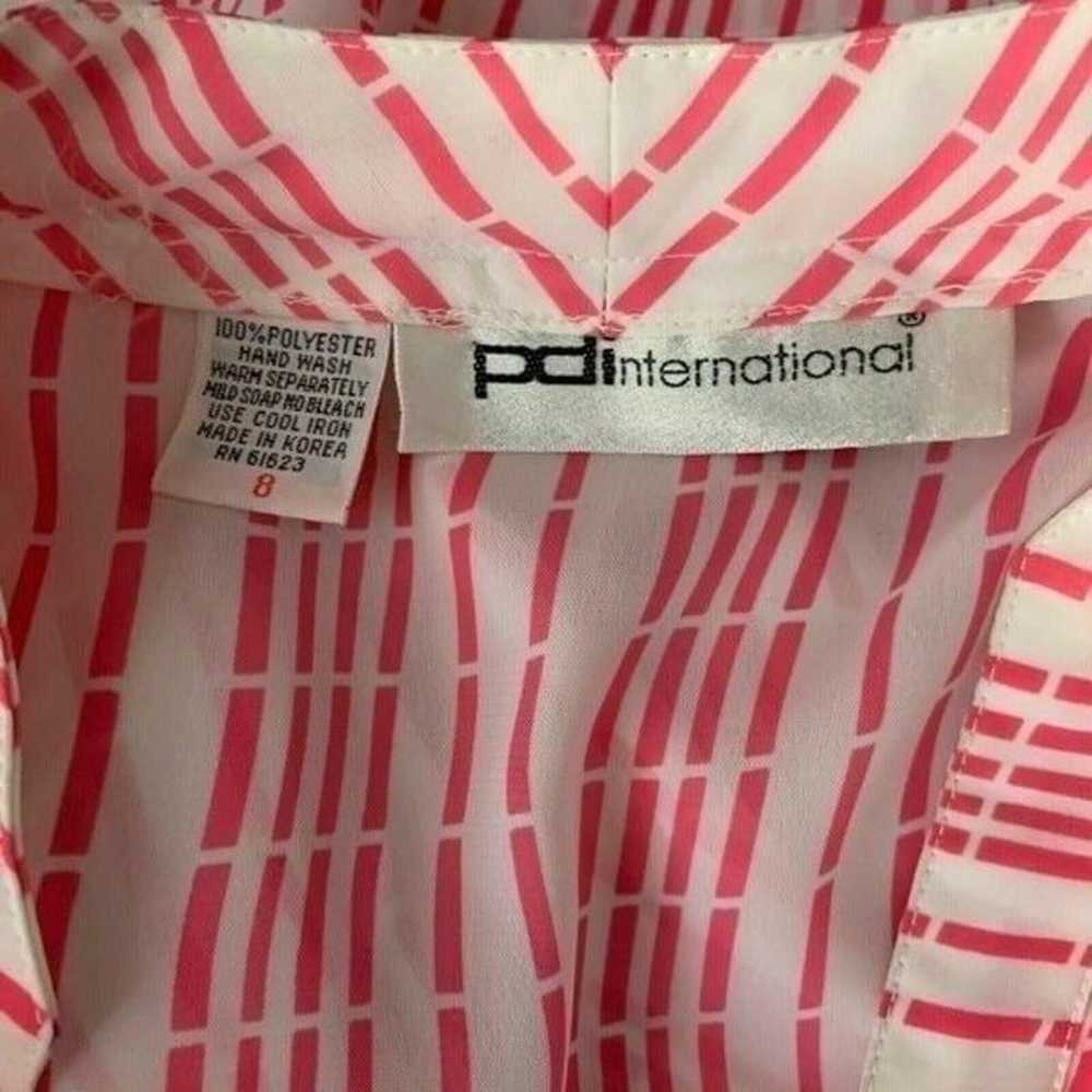 Vintage 80s Shirt Dress S Pink Striped - image 9