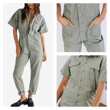 Free People MARCI Coverall Jumpsuit Washed Army