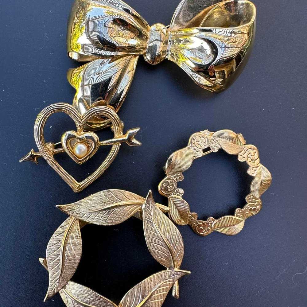 Vintage Style Gold Tone Brooch Lot-5 - image 1