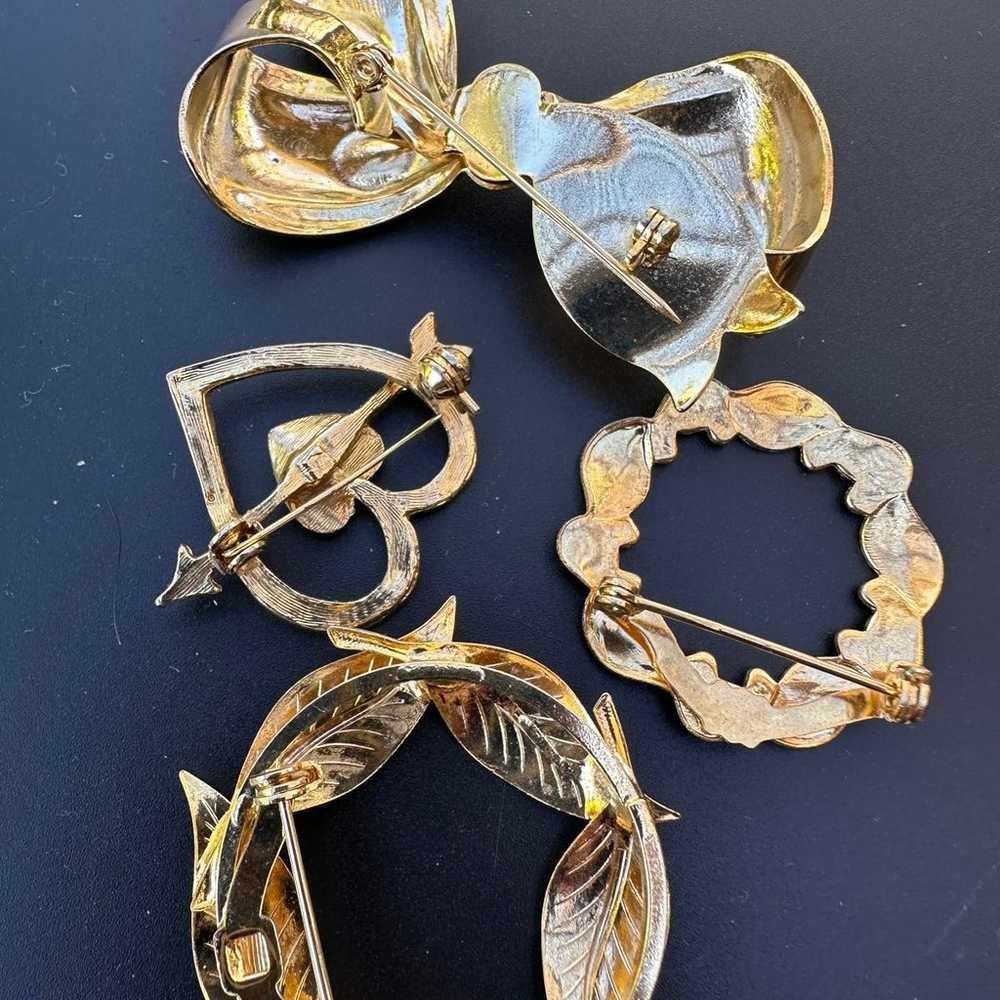 Vintage Style Gold Tone Brooch Lot-5 - image 2