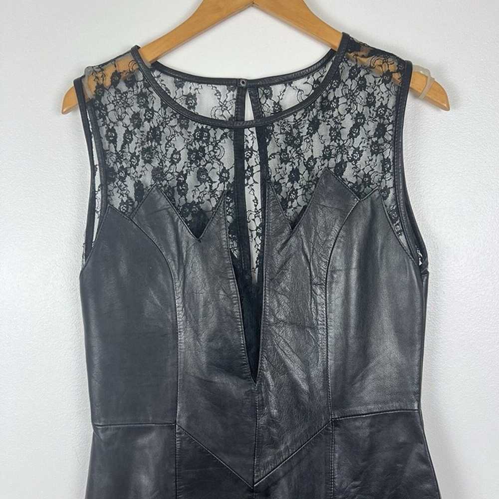 VERDUCCI Vintage Leather Lace Black Dress Sexy Fi… - image 3