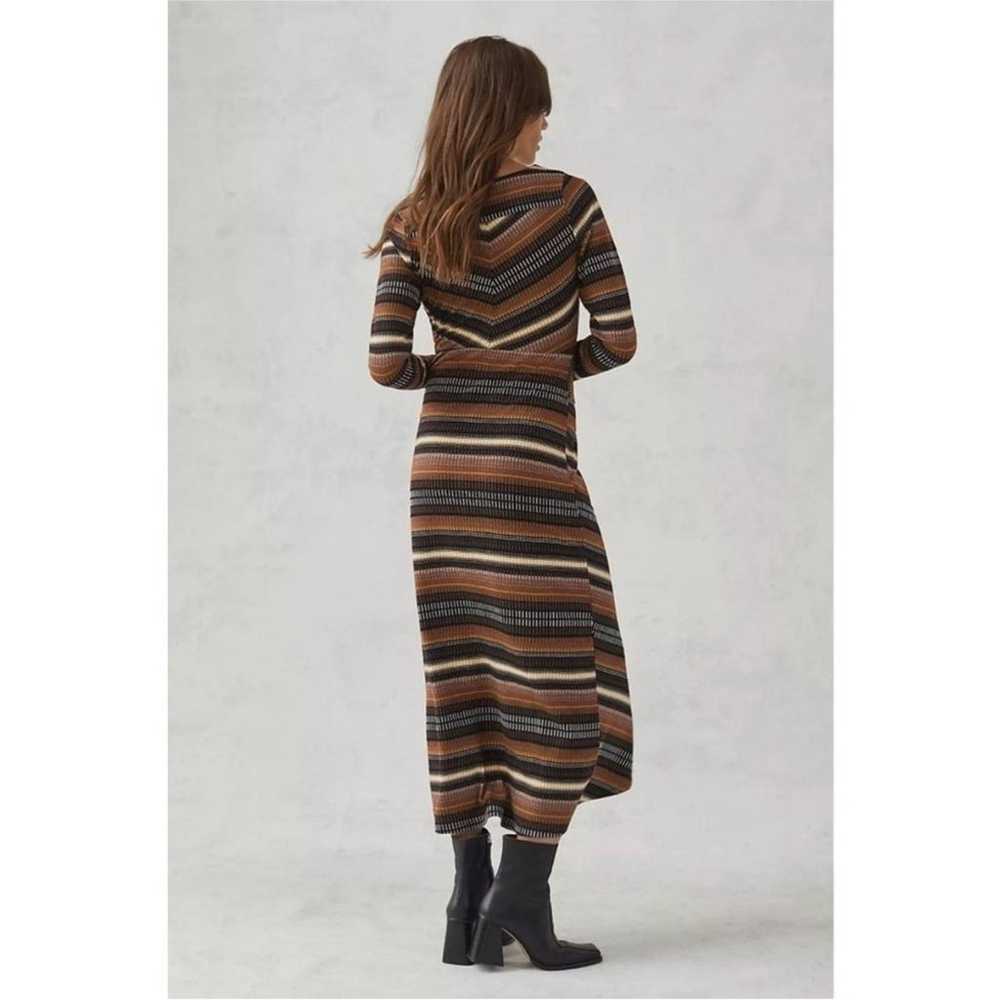 Anthropologie Maeve Brown Striped Wrap Midi Dress… - image 4