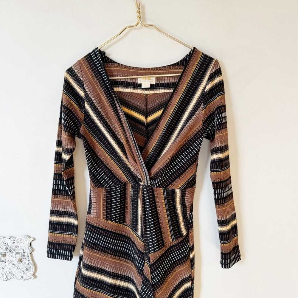 Anthropologie Maeve Brown Striped Wrap Midi Dress… - image 5