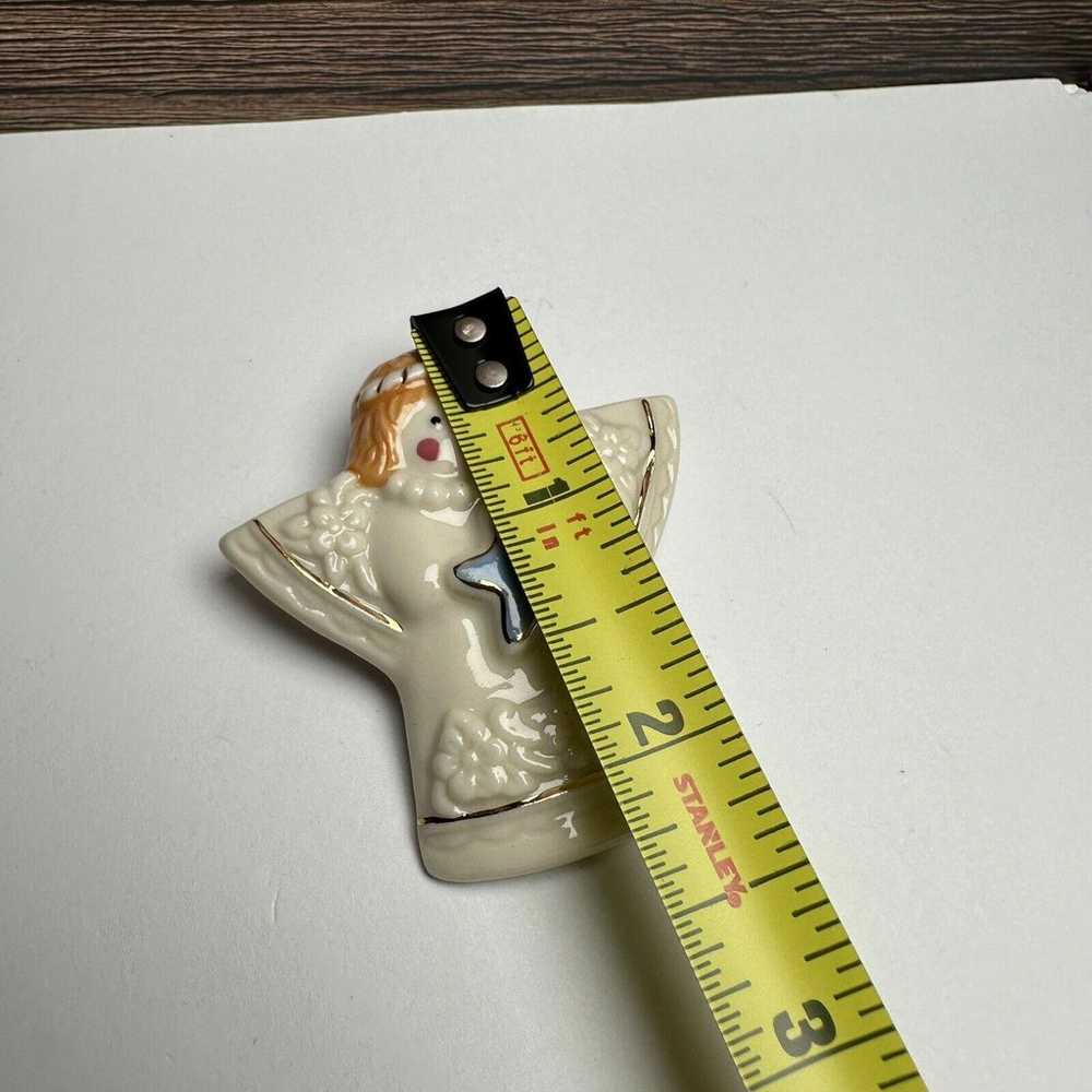 Ceramic Angel Holding Star Christmas Brooch Tack … - image 3