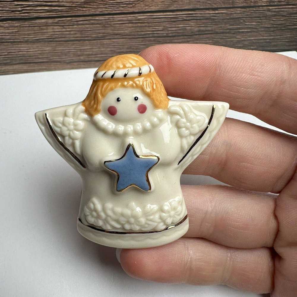 Ceramic Angel Holding Star Christmas Brooch Tack … - image 7