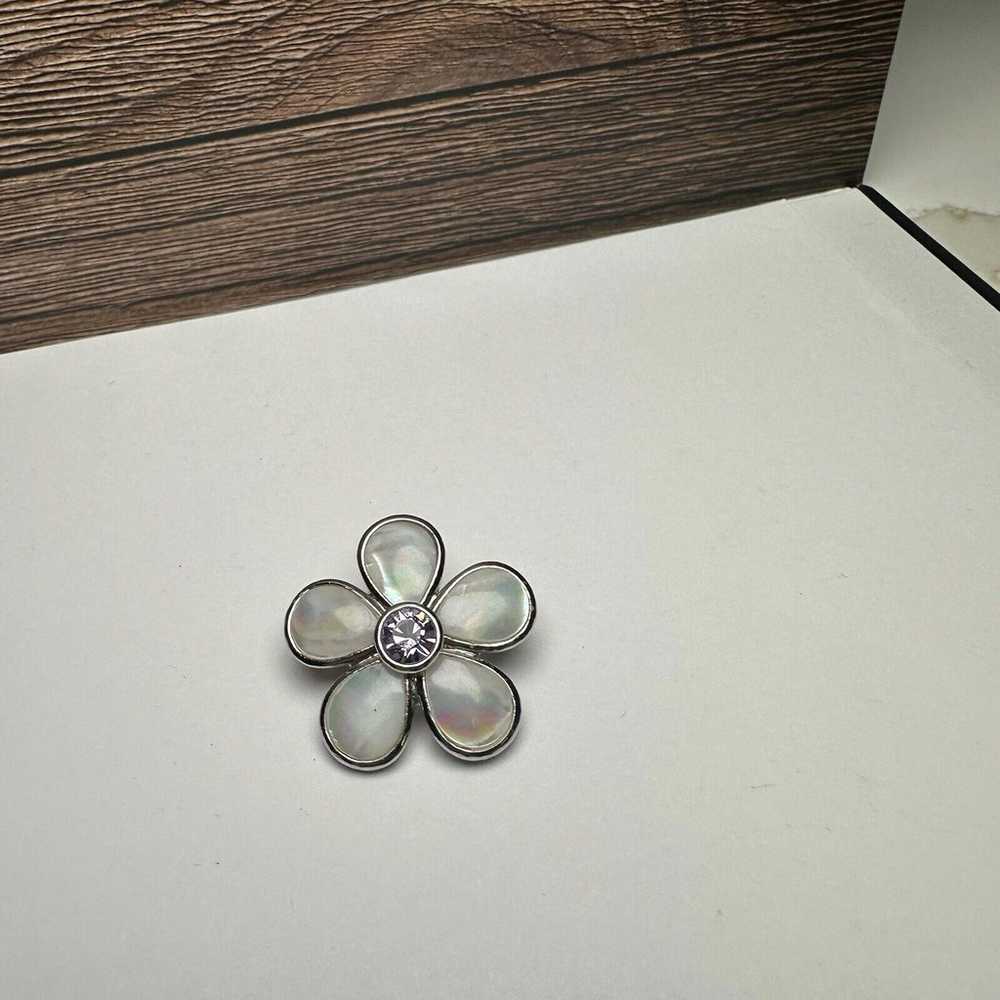 Lia Sophia White Purple Flower Rhinestone Brooch … - image 7