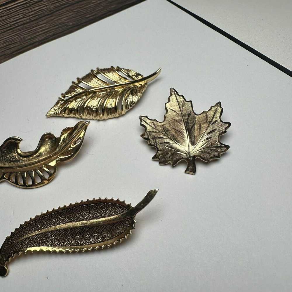 Lot Of 4 Leaf Gold Tone Brooch Pin Autumn Fall Le… - image 11