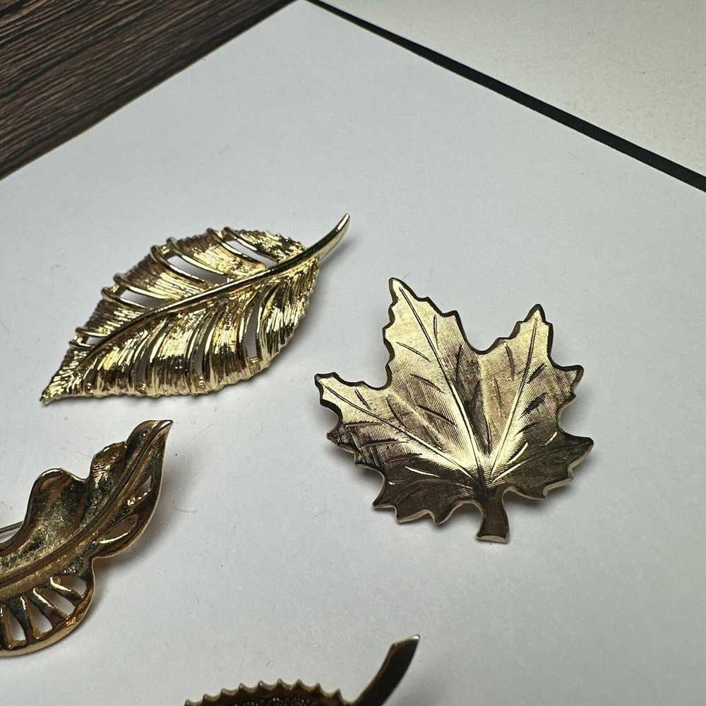 Lot Of 4 Leaf Gold Tone Brooch Pin Autumn Fall Le… - image 4