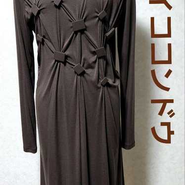 Eiko Kondo brown long-sleeve long one-piece dress - image 1