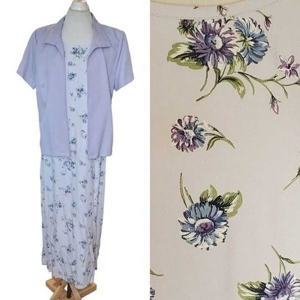 Vintage 90s Light Purple Floral Maxi Dress With J… - image 1