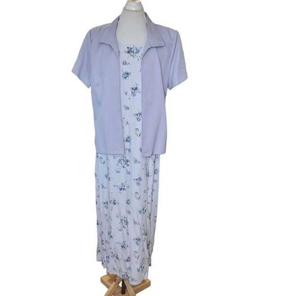 Vintage 90s Light Purple Floral Maxi Dress With J… - image 2