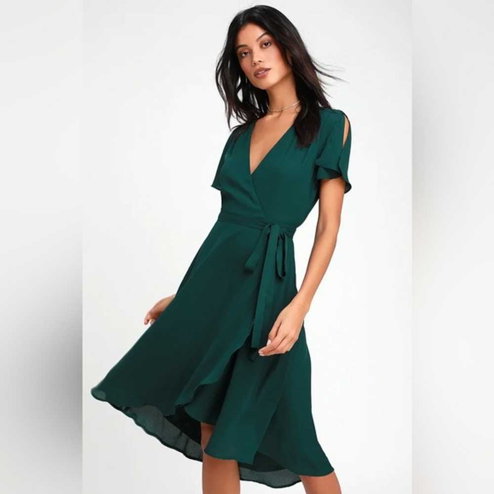 Lulus size L wrap around dress green new without … - image 1