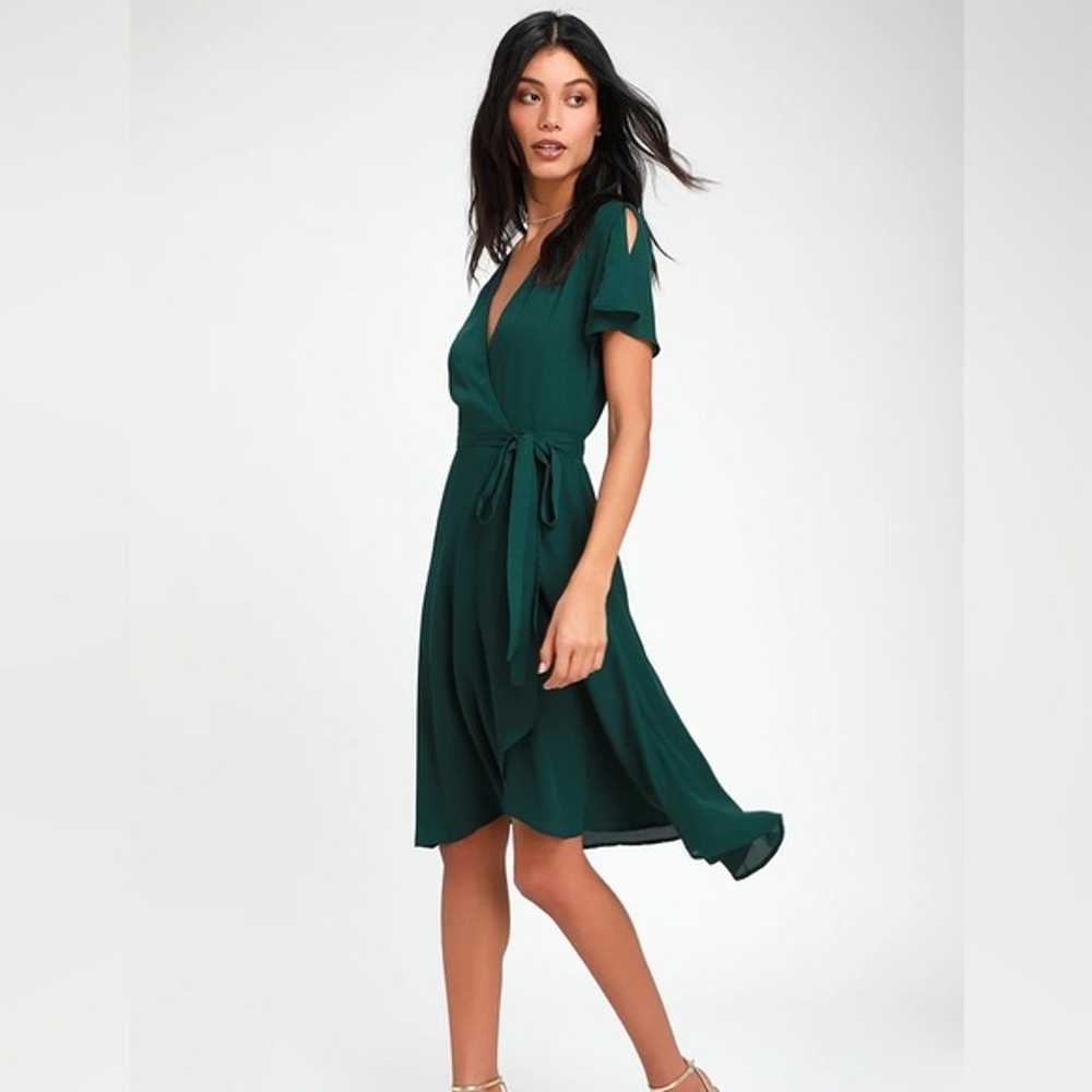 Lulus size L wrap around dress green new without … - image 5