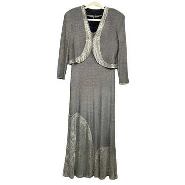 Vintage Damianou Crochet Metallic Maxi Dress SIZE… - image 1