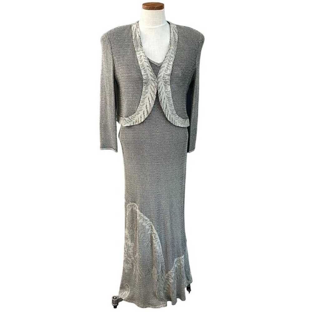 Vintage Damianou Crochet Metallic Maxi Dress SIZE… - image 8