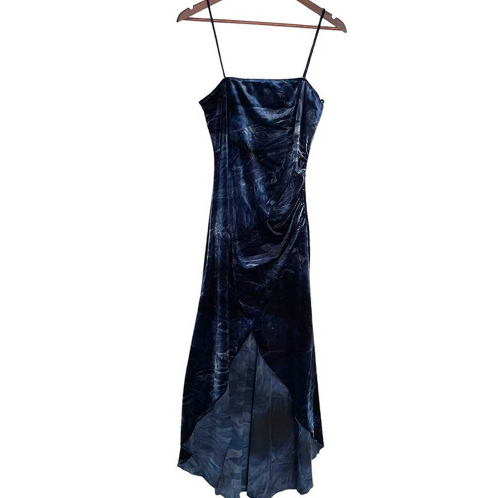 Vintage Y2K Crushed Velvet Maxi Dress Gown Large … - image 1