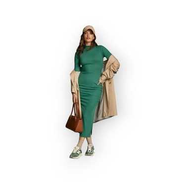 Sundry Long-Sleeve Mock-Neck Side-Slit Midi Dress - image 1