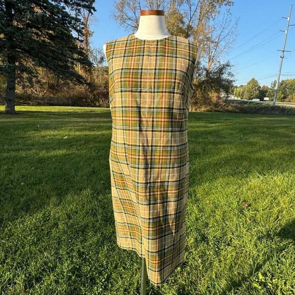 Vintage Pendleton Wool Tartan Sheath Dress Green … - image 1