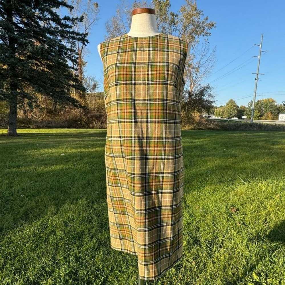 Vintage Pendleton Wool Tartan Sheath Dress Green … - image 4