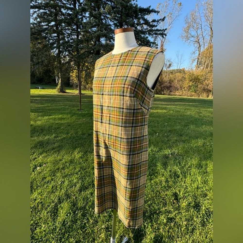 Vintage Pendleton Wool Tartan Sheath Dress Green … - image 5