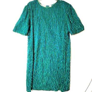 Vintage Lawrence Kazar Green selling Sequin Dress sz xl