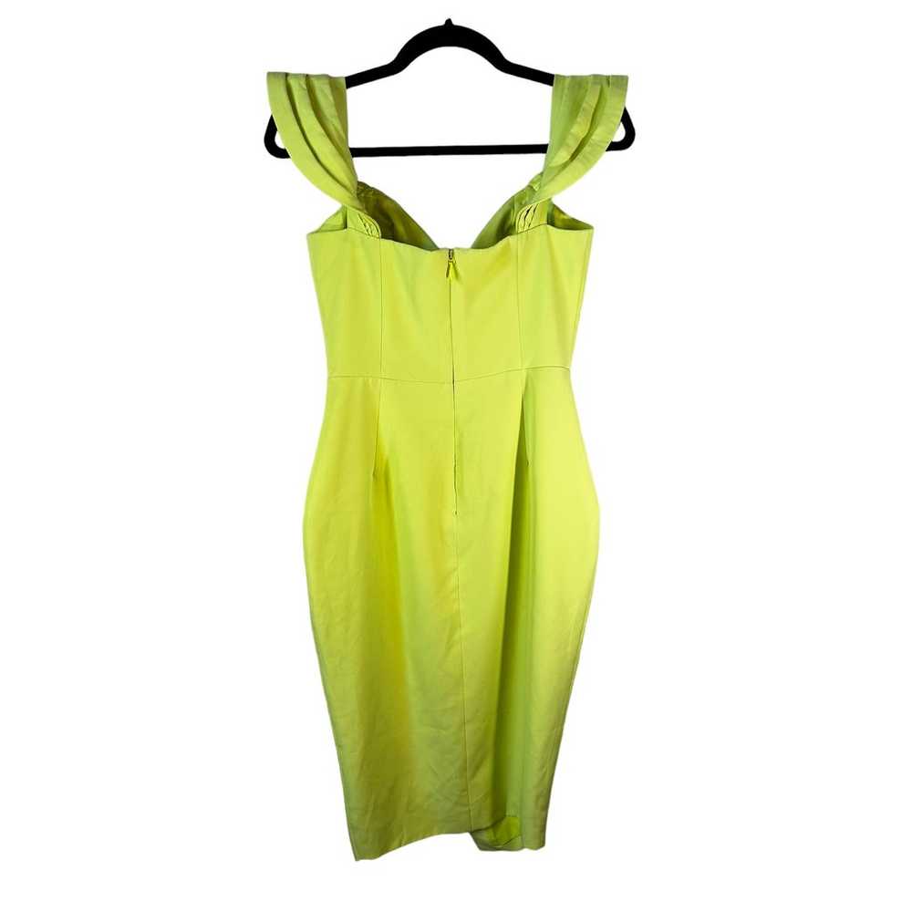 New Lavish Alice Pleated Bardot Midi Dress Lime G… - image 4