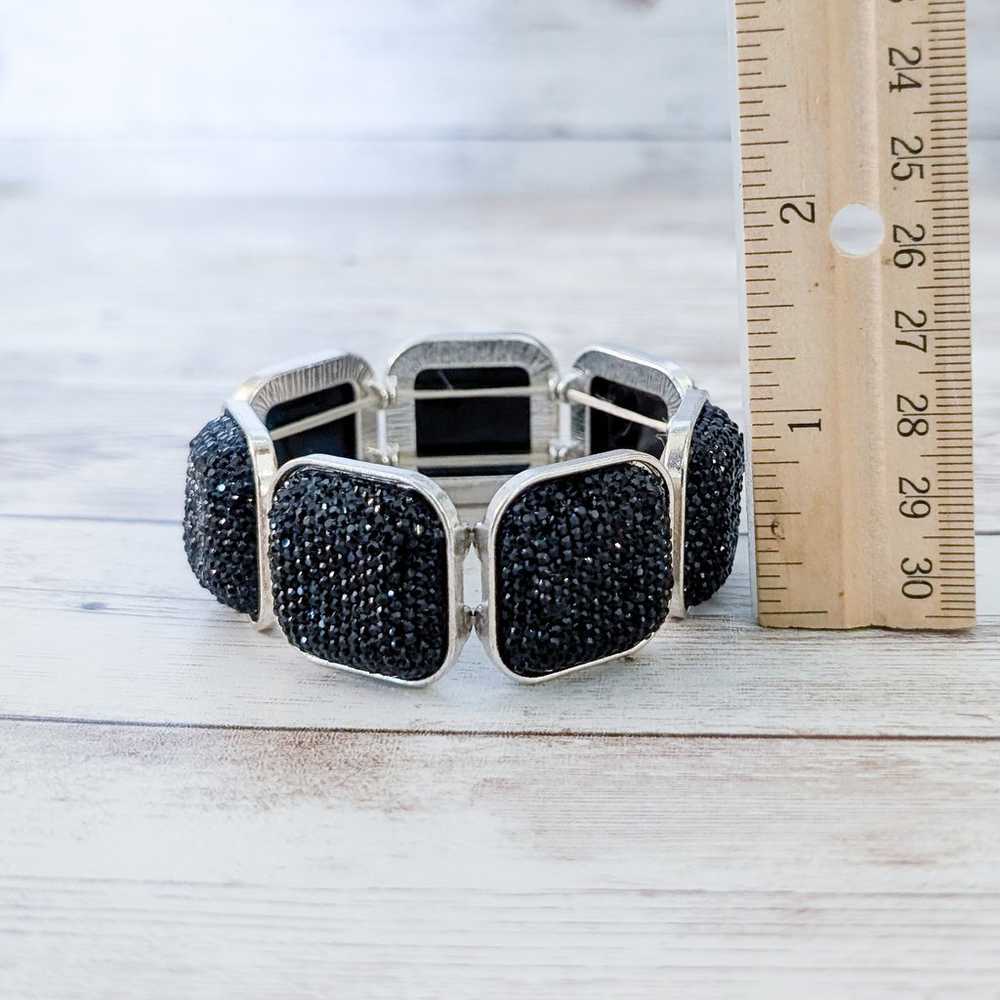 Vintage Stretch Bracelet Chunky Black & Silver To… - image 8