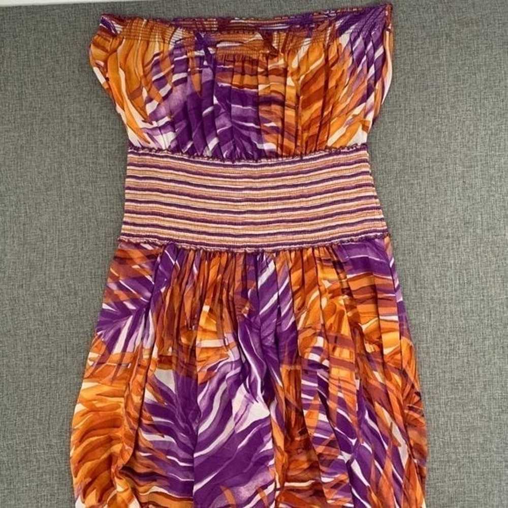 BCBGMaxazria Strapless Silk Maxi Dress Leaf Print… - image 11