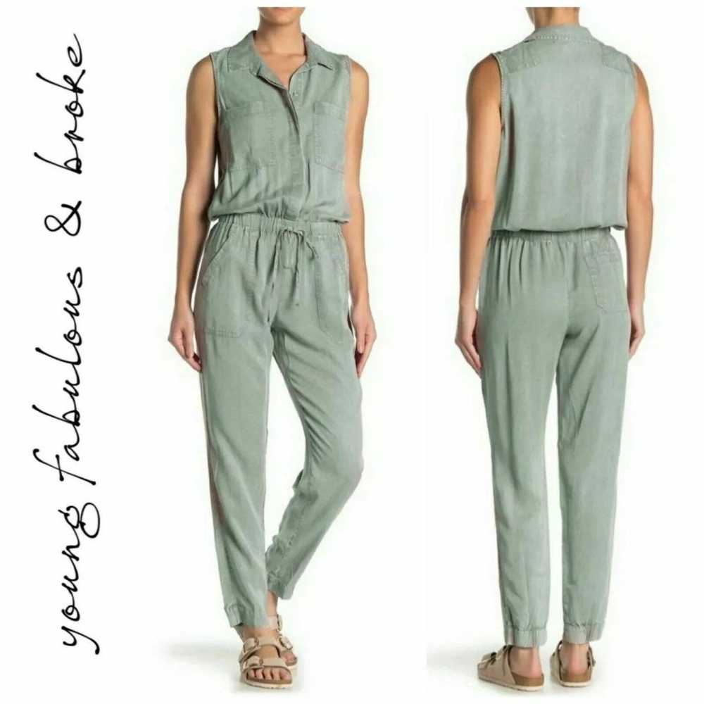 Young Fabulous & Broke Every Washed Jumpsuit Oliv… - image 1