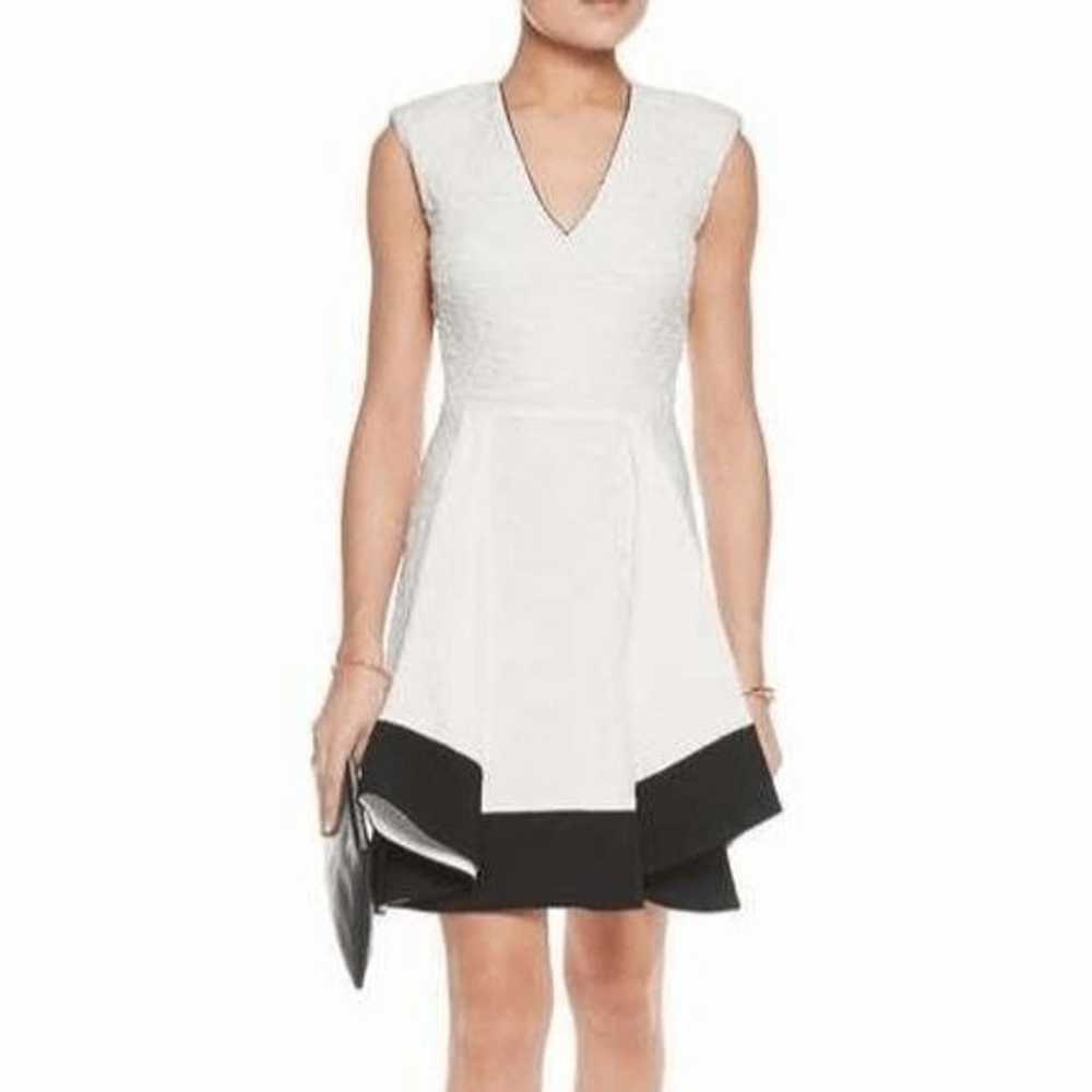 Maje Reese Matelasse Dress 4 6 White Black Pleate… - image 1