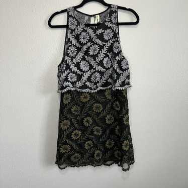 Free People Women's Sz 6 Mini Dress Floral Embroi… - image 1