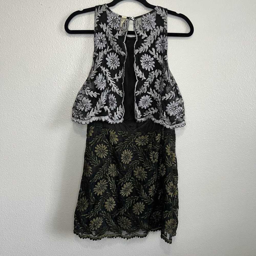 Free People Women's Sz 6 Mini Dress Floral Embroi… - image 6