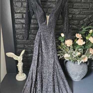 Womens black lace gown - image 1