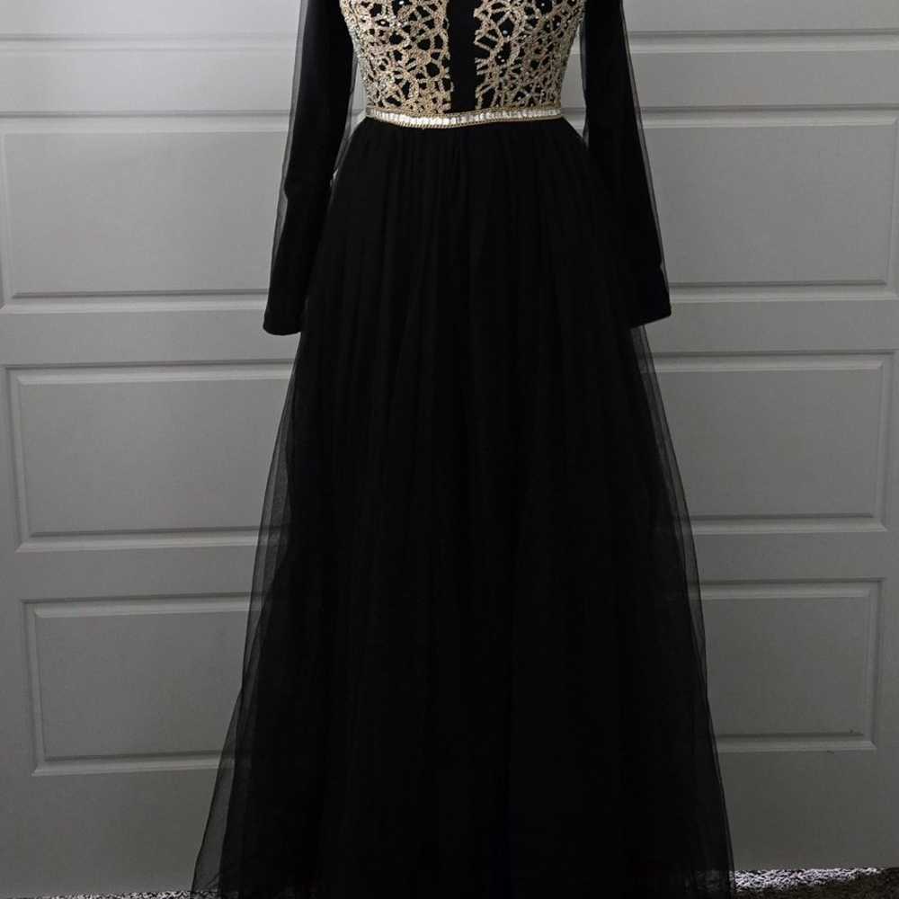 Black Long Sleeve Tulle Formal Dress - image 1